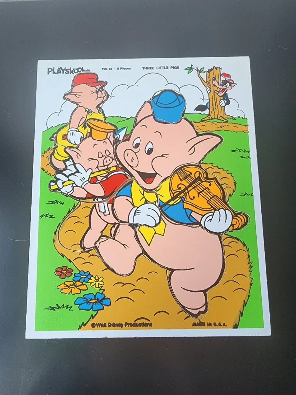 Lot of 5 Vintage 80's Wooden Playskool Tray Puzzle Boards Disney Pinocchio Yogi
